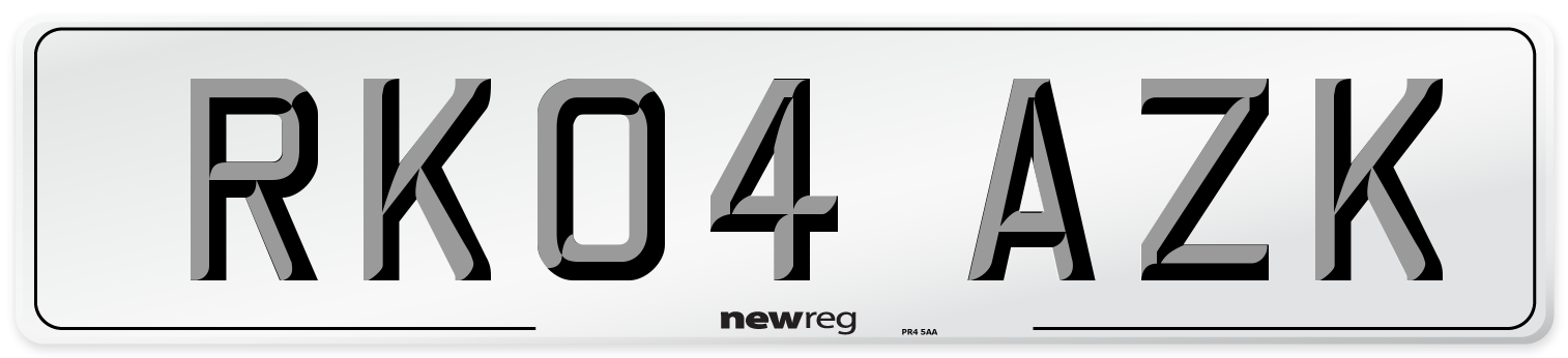 RK04 AZK Number Plate from New Reg